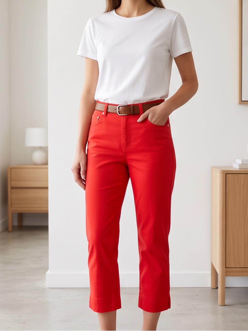 BNWT Bright Red Cropped Pants - Picture 6 of 6